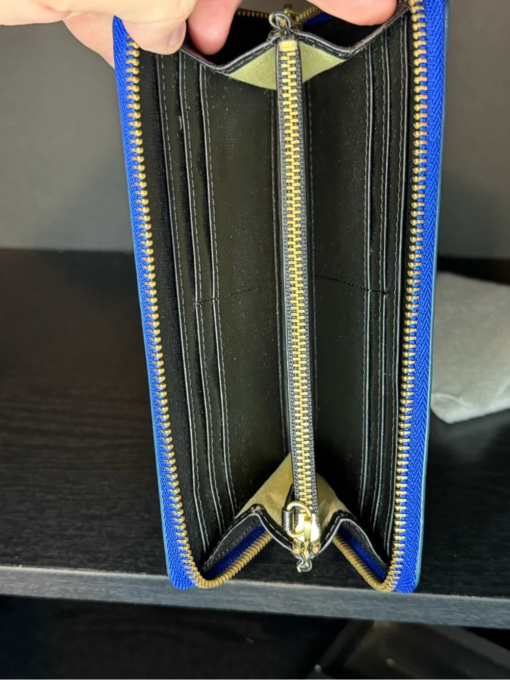 Cynthia Rowley Royal Blue Zip-Around Wallet with Gold Logo